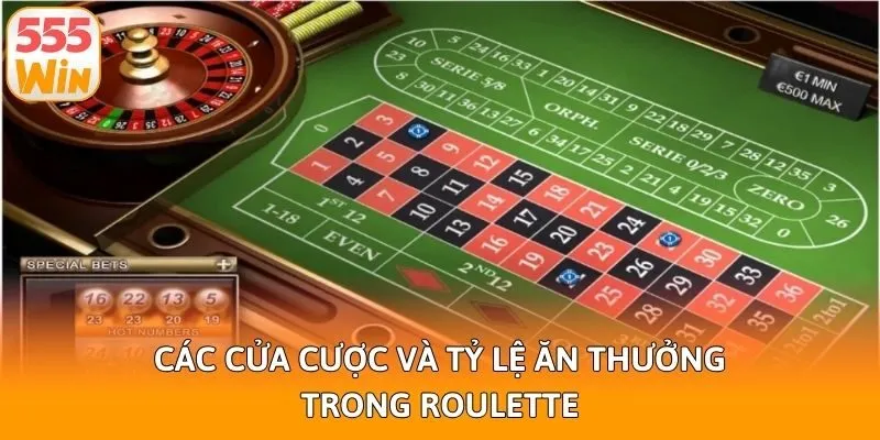 Các cửa cược và tỷ lệ ăn thưởng trong Roulette